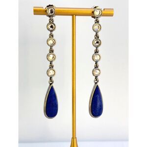 Retired Vintage Lia Sophia "Oceane" Lapis & Cut Crystal Dangle Earrings